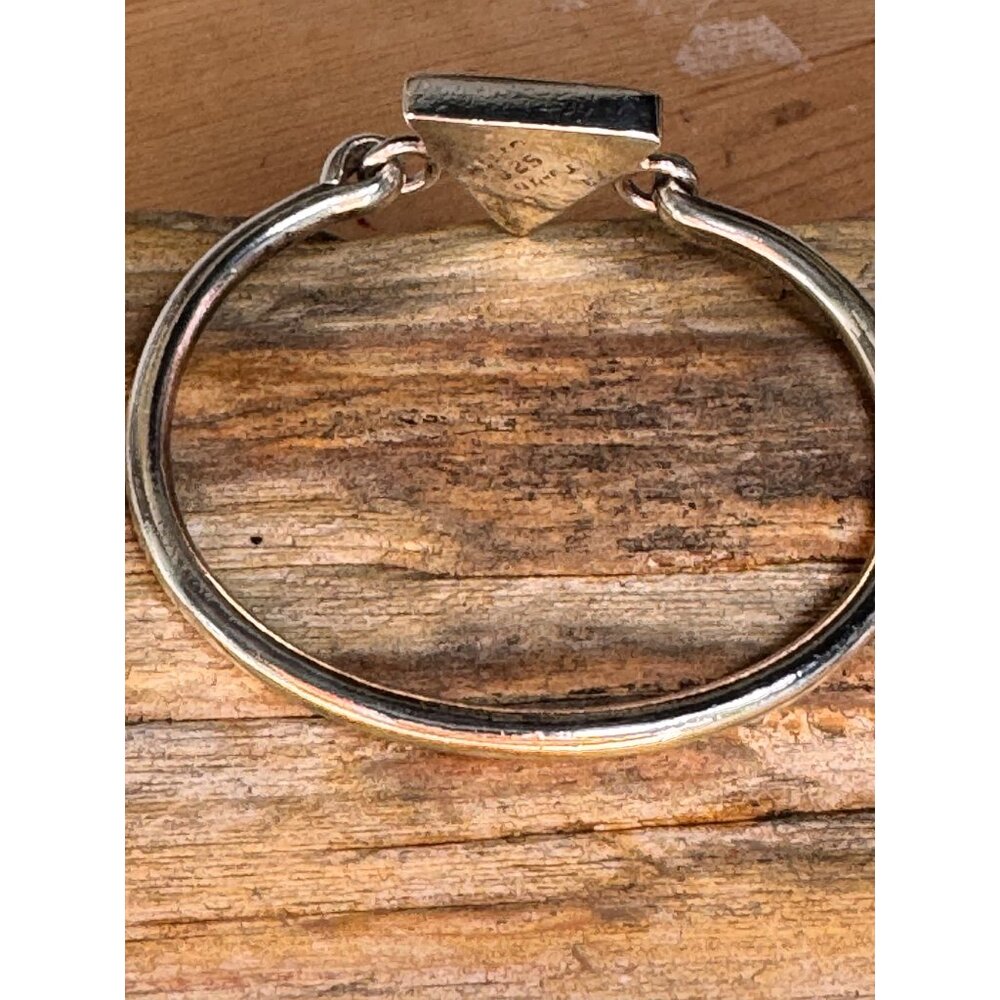 Sterling Silver Triangle Bangle Hinged Bracelet With Malachite Sugilite Inlay - Picture 5 of 8